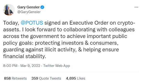사진=개리 겐슬러 SEC 위원장 공식 트위터 계정