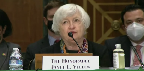 지난 5월 10일(현지시간) 미국 상원 은행위원회에 출석한 재닛 옐런 재무부 장관(사진=야후파이낸스)