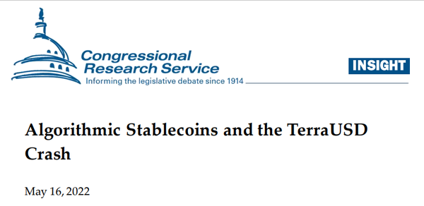 미국 의회조사국의 ‘알고리즘 스테이블 코인과 테라의 추락(Algorithmic Stablecoins and the TerraUSD Crash)’ 보고서(사진=미국 의회조사국)