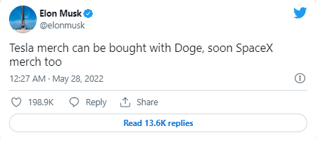 일론 머스크 최고경영자가 스페이스엑스 내 도지코인 사용을 시사했다(사진=트위터)