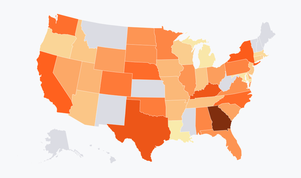 미국 내 비트코인 채굴 점유 분포도(사진=CBECI)