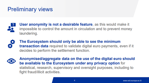  ‘디지털 유로’ 이체 절차 간소화와 정보 미확인 사항은 유럽중앙은행이 새로 언급한 개발 방향이다(사진=유럽중앙은행)