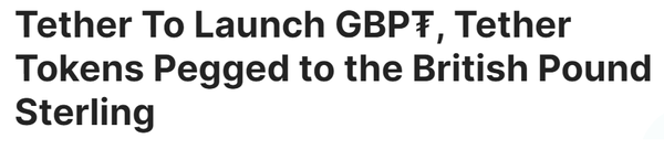 테터가 파운드화 고정 스테이블코인 발행 계획을 발표했다(사진=테더)