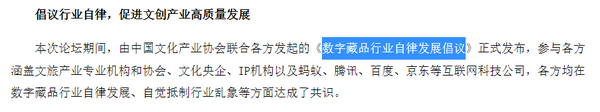 중국 민관 협동 대체불가토큰 자율 규제안 이름은 ‘디지털 컬렉션 산업 자율 규제 개발 이니셔티브’다(사진=중국문화산업협회)