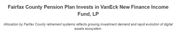 반에크는 페어팩스 카운티가 공무원 연금 기금을 가상화폐 대출 펀드에 투자했다고 밝혔다(사진=비즈니스와이어)