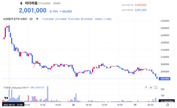 잭슨홀 미팅 이후 비트코인 가격 추이(사진=코빗)