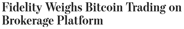 “중개 플랫폼 내 비트코인 거래에 무게를 두는 피델리티”사진=월스트리트저널)