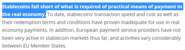 유럽중앙은행은 7월 월간 보고서를 통해 스테이블코인이 아직까지 실물경제에 영향을 미치지 못한다고 소개했다(사진=유럽중앙은행)