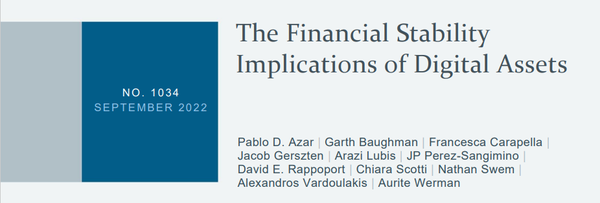 뉴욕연은이 발간한 ‘디지털 자산의 금융안정성에 관한 연구(The Financial Stability Implications of Digital Assets)’ 보고서(사진=뉴욕연방준비은행)