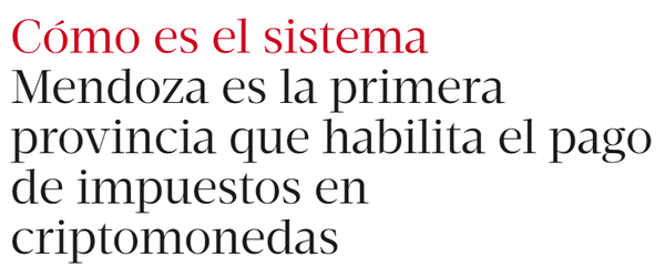 “멘도사주는 가상화폐 세금 납부를 첫 번째로 허용한 지방이다”(사진=클라린)