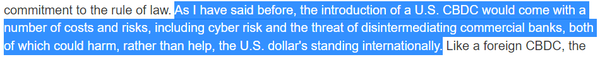 크리스토퍼 월러 이사는 “‘디지털 달러’ 도입은 사이버 위험이나 상업은행의 중개 중단 등을 포함해 많은 비용과 위험을 수반할 것으로 내다봤다(사진=연방준비제도)