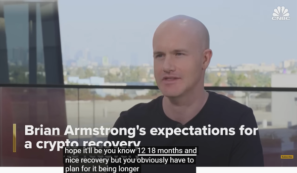 브라이언 암스트롱 ‘코인베이스’ 최고경영자는 가상화폐 시장 불황이 18개월 이전에 끝나길 희망한다면서도 더 긴시간도 버틸 수 있는 준비를 해야한다고 말했다(사진=씨앤비씨)