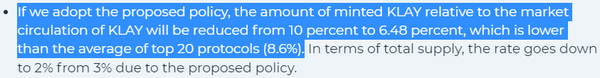 ‘클레이튼’ 제안서는 블록 보상 감소가 가상화폐 생태계 인플레이션 수치를 10%에서 6.48%로 감소시킬 것으로 내다봤다(사진=클레이튼)