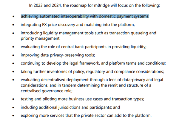 국제결제은행은 오는 2023년부터 2024년까지의 ‘엠브릿지’ 실험 프로젝트 주요 목표로 ‘국내 지불 시스템과의 자동 상호 운용성 달성’을 제시했다(사진=국제결제은행)