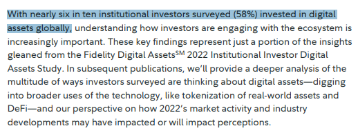 피델리티는 보고서에서 기관 투자자의 58%가 디지털자산 시장에 참여했었다고 밝혔다(사진=피델리티 디지털 에셋)