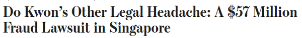 권도형 테라폼랩스 대표가 싱가포르에서 5,700만 달러 규모의 사기 소송에 직면했다