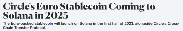 서클이 내년 상반기 솔라나 블록체인을 통해 유로화 스테이블코인을 선보일 전망이다(사진=디크립트/ Decrypt)