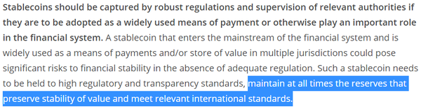금융안정위원회는 지난 7월 스테이블코인의 중요 사항으로 일정한 가치 보존과 발행량 유지를 짚었다(사진=금융안정위원회)