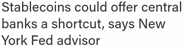 스테이블코인이 중앙은행에 지름길을 제공할 수 있다고 뉴욕 연방준비제도이사회 고문은 말했다(사진=더블록)