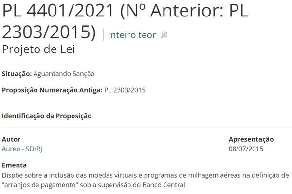 결제 수단 중 하나로 가상화폐를 지정하는 내용의 입법안이 최근 브라질 하원의회를 통과했다(사진=브라질 대의원)
