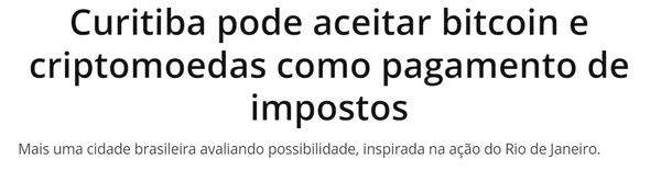 쿠리치바시가 비트코인과 가상화폐를 세금 납부 방법으로 받아들일 수 있다(사진=라이브코인스)