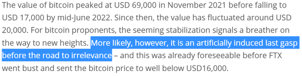 유럽중앙은행은 현재 비트코인 가격이 안정을 위한 조정 단계가 아닌 가치 손실 전 마지막 헐떡임이라고 표현했다(사진=유럽중앙은행)