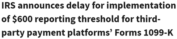 미국 국세청이 제3자 결제 플랫폼에 대한 600달러 거래대금 세금 보고 신고 시행을 연기한다고 발표했다(사진=미국 국세청)