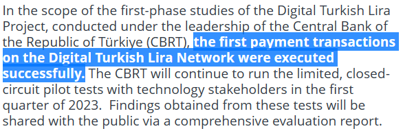 터키 중앙은행은 최근 ‘디지털 리라’ 프로젝트의 1단계 연구에서 첫 번째 결제 거래가 성공적으로 수행됐다고 설명했다(사진=터키 중앙은행)