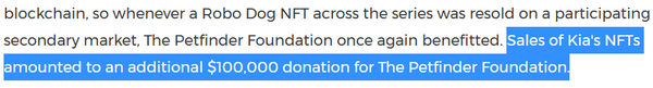기아아메리카는 대체불가토큰 경매 수익금을 동물 보호소에 기부했다(사진=기아아메리카)