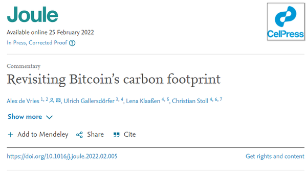 비트코인 탄소 발자국 재탐사(Revisiting Bitcoin’s carbon footprint) 논문(사진=줄)