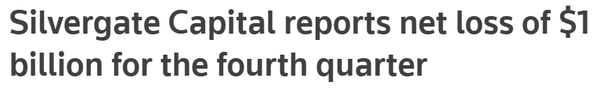 실버게이트은행은 지난 4분기 10억 달러의 순손실을 기록했다(사진=로이터)