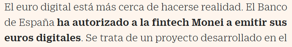 스페인 은행이 기술금융 기업인 모네이에 유로화 기반 스테이블코인 발행을 승인했다(사진=킨코디아즈/Cincodias)