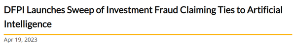 미국 캘리포니아주 금융보호혁신국은 인공지능을 기반해 투자를 진행한다는 사기업체 소탕을 시작했다고 발표했다(사진=캘리포니아주 금융보호혁신국)