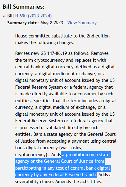 노스캐롤라이나에서 미국 중앙은행이 발행하는 디지털화폐 사용을 금지하자는 내용의 입법안이 하원을 통과했다(사진=노스캐롤라이나 주정부)