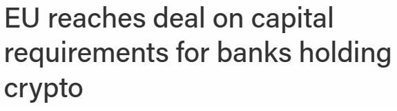 유럽연합이 현지 은행에 가상화폐 보유 현황을 요구하는 내용의 바젤 은행 자본 규칙을 이행하기로 결정했다(사진=더블록)