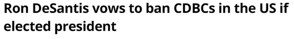 론 디샌티스 플로리다 주지사는 자신이 미국 대통령으로 당선될 경우 디지털화폐 정책을 폐지하겠다고 밝혔다(사진=코인텔레그래프)