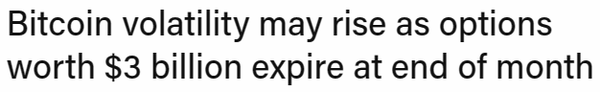 이달 말 30억 달러(한화 약 4조 53억 원) 규모의 비트코인 옵션거래가 만료됨에 따라 가상화폐 시장 변동성이 일어날 수 있다는 관측이 나왔다(사진=드리비트/ 더블록)