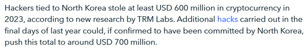 티알엠랩스는 북한 연계 사이버해커들이 지난해 6억 달러(한화 약 7,883억 원) 상당의 가상화폐를 탈취했을 것으로 추정했다(사진=티알엠랩스)