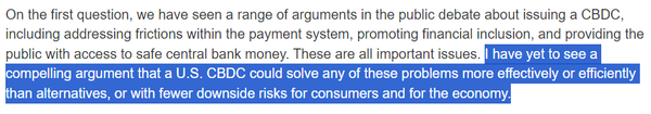 미셸 보우먼 미국 연방준비제도이사회 이사는 중앙은행 디지털화폐(CBDC)가 지불 시스템 내 마찰 해결 등의 문제를 해결할 거란 설득력 있는 주장을 아직까지 보지 못했다고 밝혔다(사진=연방준비제도)