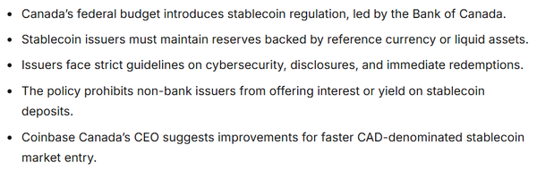 캐나다 연방 예산안이 현지 의회에서 통과되며 스테이블코인 관련 정책이 본격적으로 추진될 전망이다(사진=블록코노미)